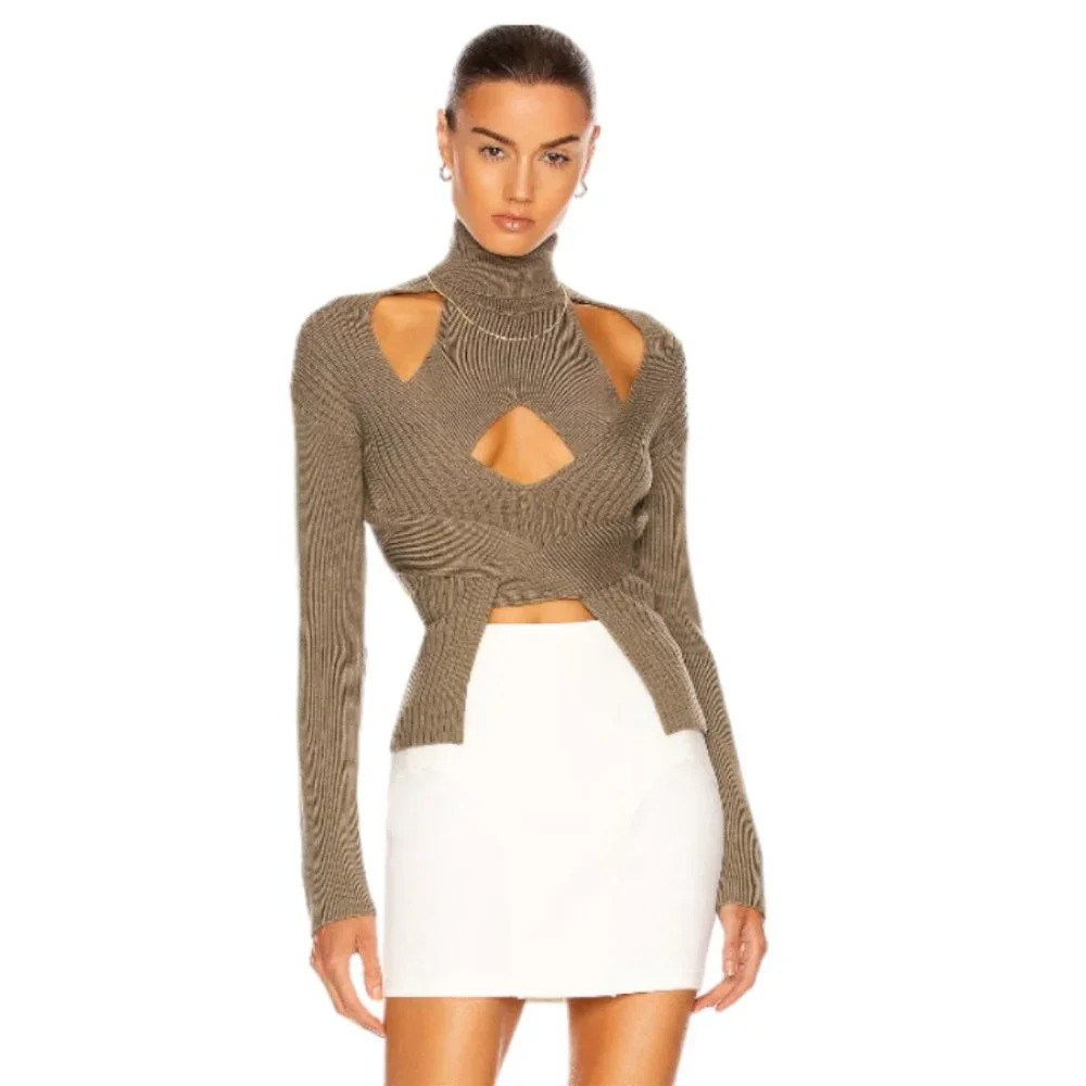 Dion Lee Cut-Out Back Tie Turtleneck Sweater‎